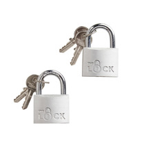 Hengelås m/to nøkler 40 mm aluminium - 2-pk.